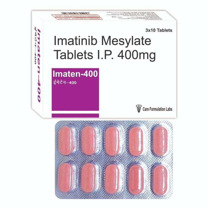 Imatinib Mesylate Tablets IP 400mg product box and blister tablets