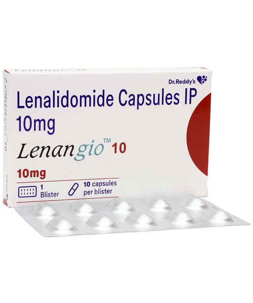 Lenalidomide 10mg capsule box with blister packaging