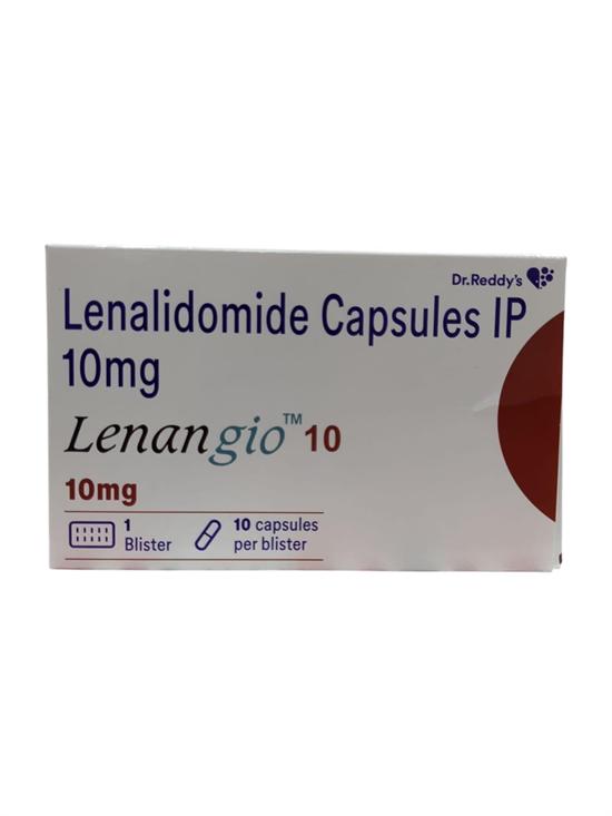 Lenalidomide Capsules IP 10mg product box showing active ingredient and strength