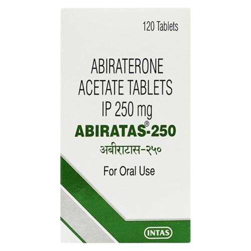 Abiraterone Acetate Tablets IP 250mg product box showing active ingredient and strength