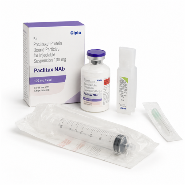 Paclitax NAB Injection vial carton and syringe kit appearance